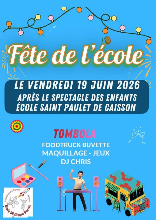 Affiche fête de l'école le 19 juin 2026