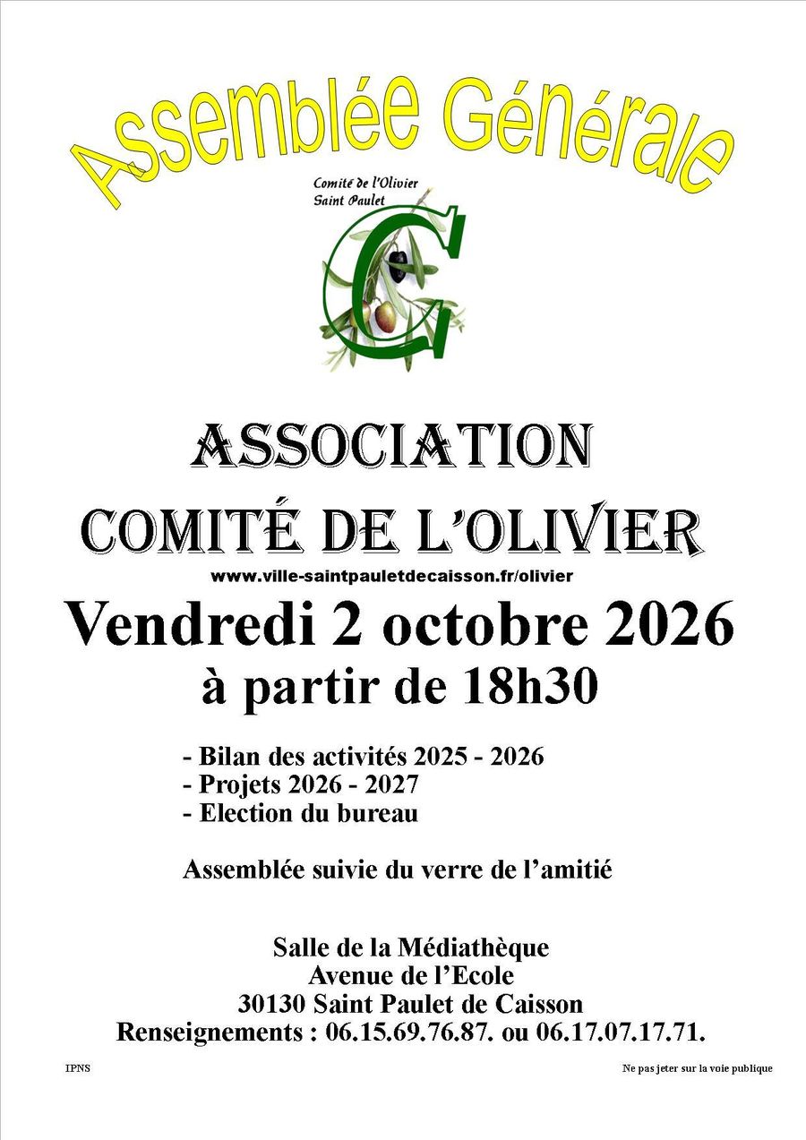 Affiche assemblée générale du comité de l'olivier
